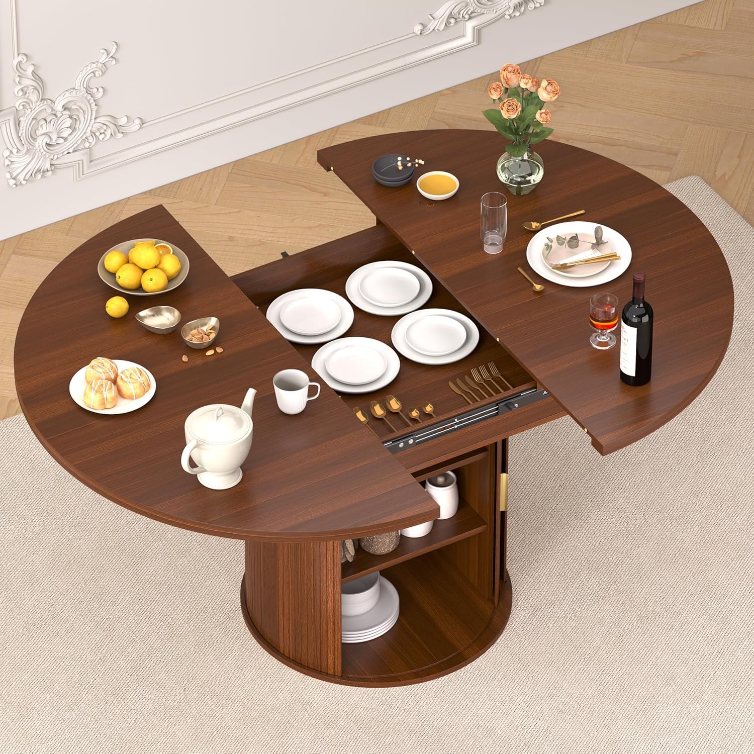 Kitchen Appliances Table - Table à manger ronde extensible :