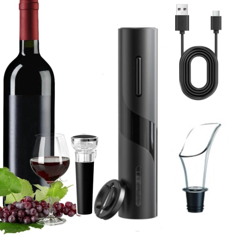 Wine Opener Electric - Tire-bouchon électrique automatique multifonction Rechargeable, ensemble