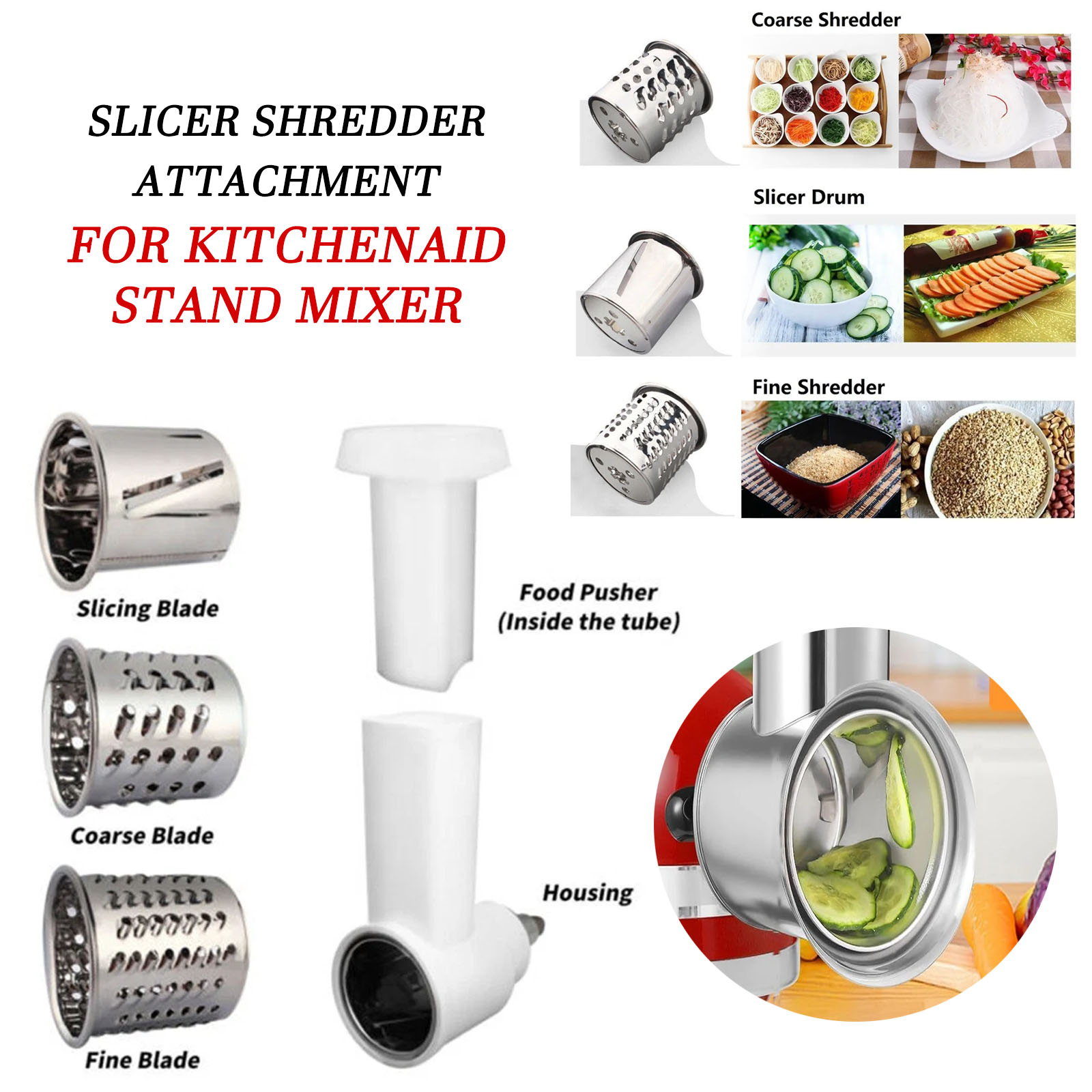 Meat Grinder Attachment - Accessoire trancheur et râpeur 3 en